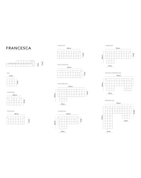 Canapé D'Angle Droit Modulaire Francesca 3 Places gris foncé  -  256x160x70 cm