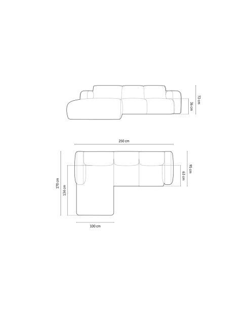 Canapé D'Angle Gauche Lola 4 Places gris clair  -  250x170x72 cm