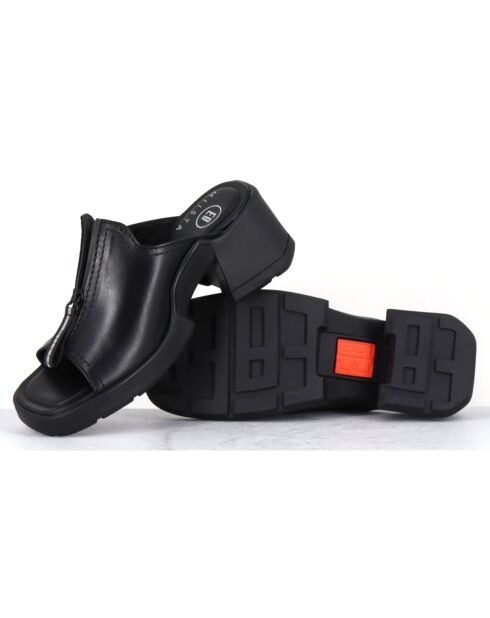Mules en Cuir Bertie noires - Talon 6 cm