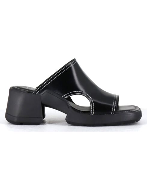 Mules en Cuir Tawny noires - Talon 6 cm