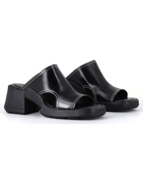 Mules en Cuir Tawny noires - Talon 6 cm