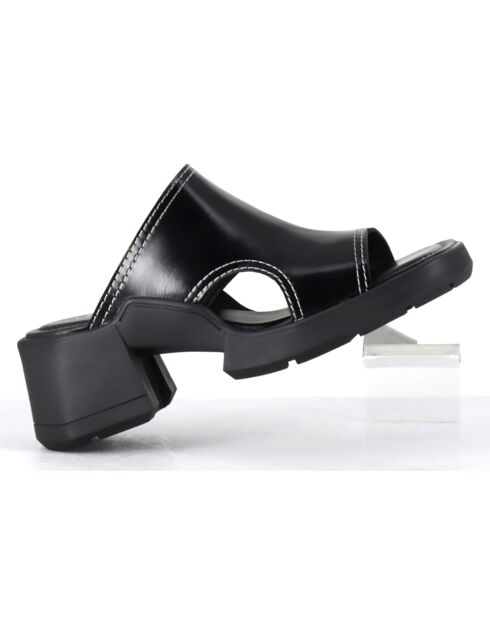 Mules en Cuir Tawny noires - Talon 6 cm