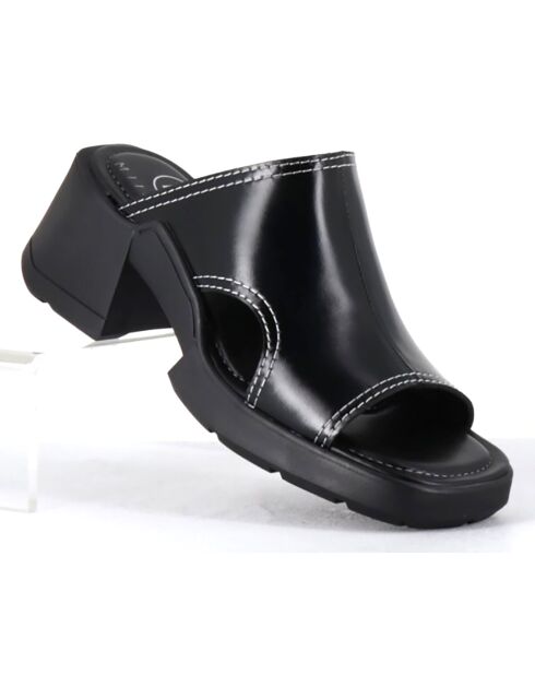 Mules en Cuir Tawny noires - Talon 6 cm