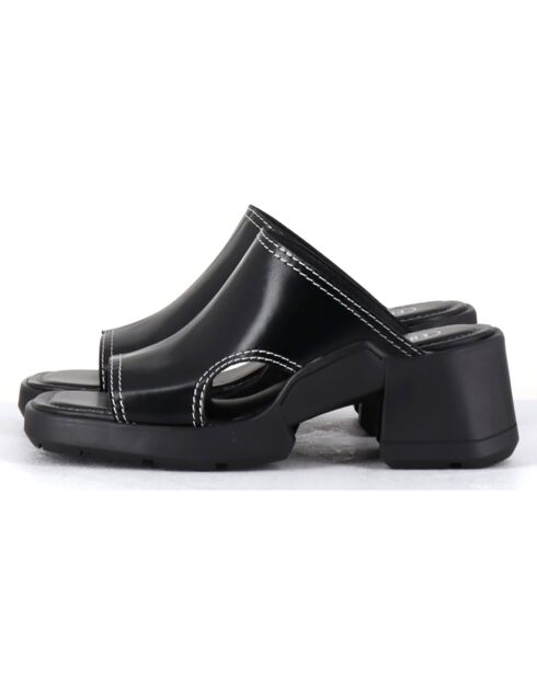 Mules en Cuir Tawny noires - Talon 6 cm