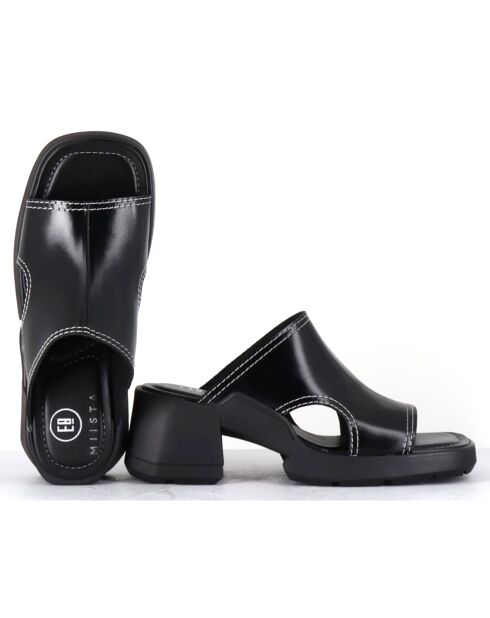 Mules en Cuir Tawny noires - Talon 6 cm