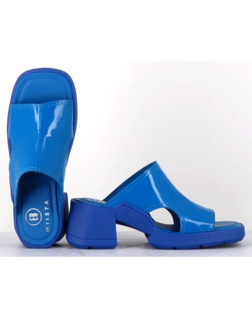 Mules en Cuir Tawny bleues - Talon 6 cm