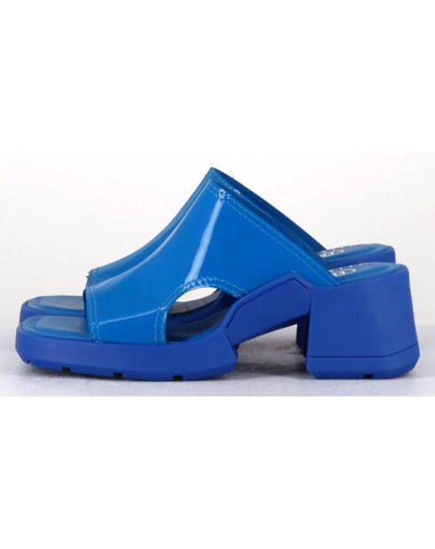 Blauwe tawny leren muiltjes met hak van 6 cm