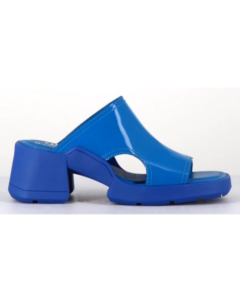 Blauwe tawny leren muiltjes met hak van 6 cm