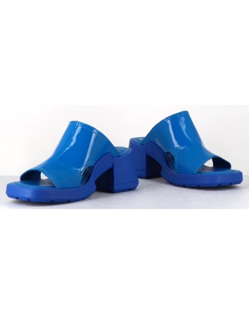 Blauwe tawny leren muiltjes met hak van 6 cm