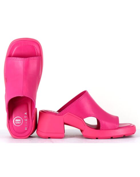 Sabot rosa in pelle fulva - tacco 6 cm