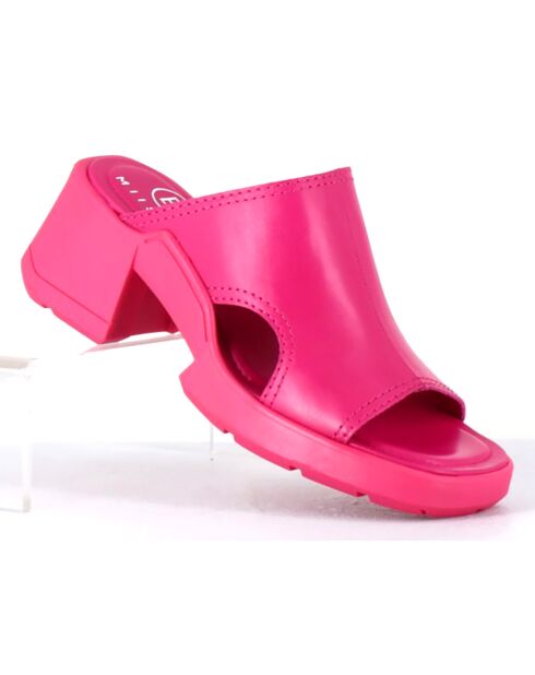 Mules en Cuir Tawny roses - Talon 6 cm