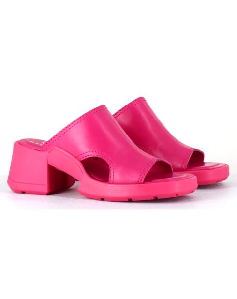 Mules en Cuir Tawny roses - Talon 6 cm