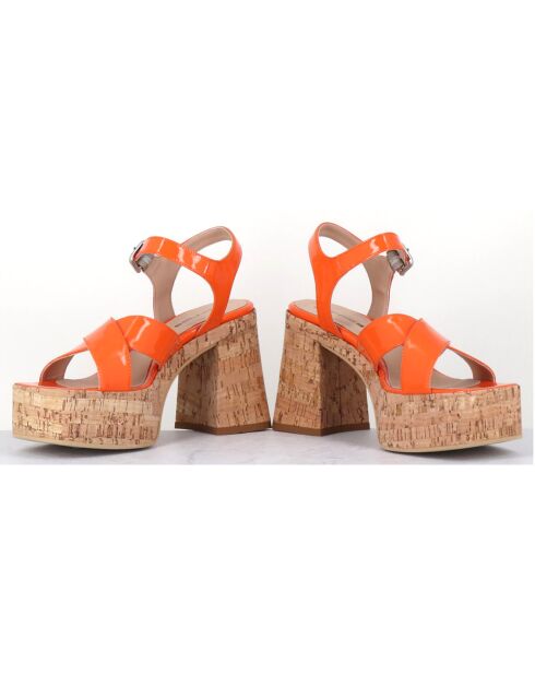 Sandales en Cuir Amera orange - Talon 10.5 cm