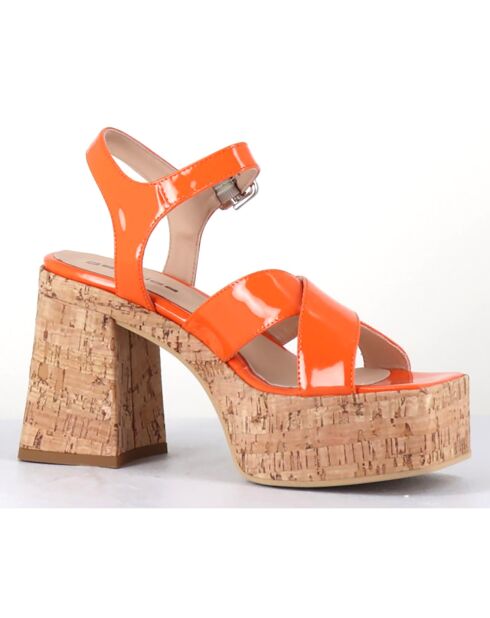 Sandales en Cuir Amera orange - Talon 10.5 cm