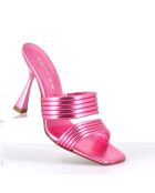Mules en Cuir Anne roses - Talon 10 cm