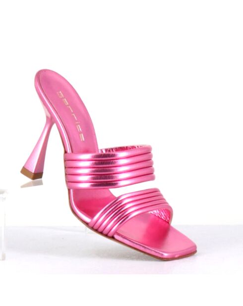 Mules en Cuir Anne roses - Talon 10 cm