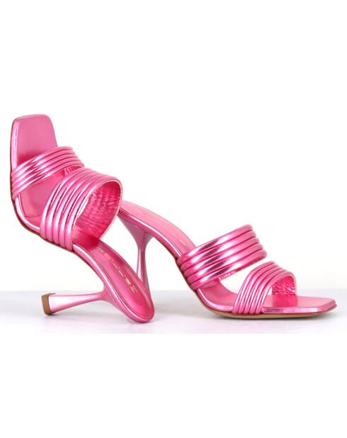 Mules en Cuir Anne roses - Talon 10 cm