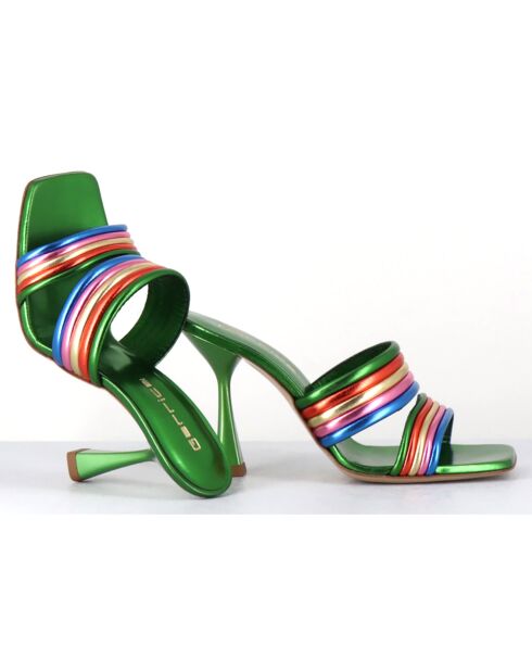 Mules en Cuir Anne multicolores - Talon 10 cm