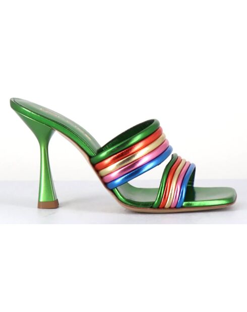 Mules en Cuir Anne multicolores - Talon 10 cm