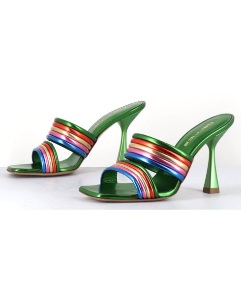 Mules en Cuir Anne multicolores - Talon 10 cm
