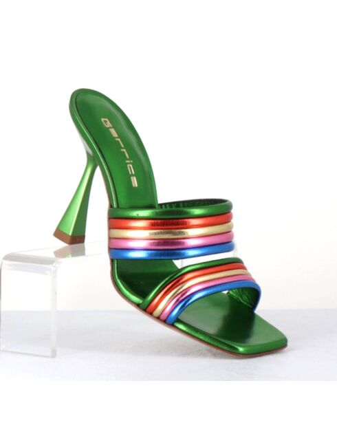 Mules en Cuir Anne multicolores - Talon 10 cm