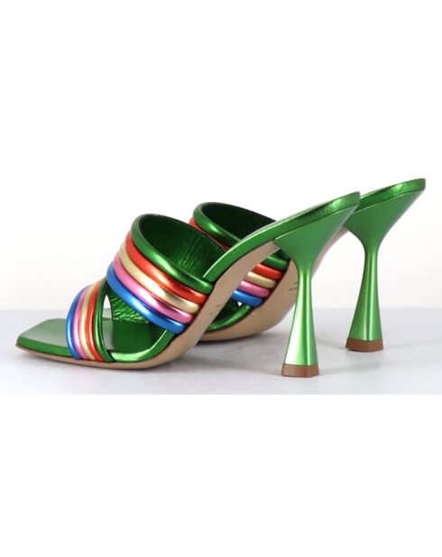 Mules en Cuir Anne multicolores - Talon 10 cm