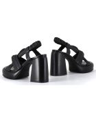 Sandales en Cuir Aura noires - Talon 10 cm