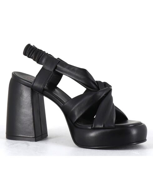 Sandales en Cuir Aura noires - Talon 10 cm