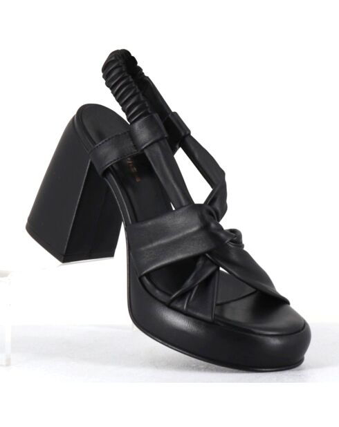 Sandales en Cuir Aura noires - Talon 10 cm