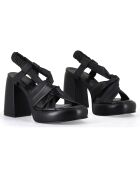 Sandales en Cuir Aura noires - Talon 10 cm