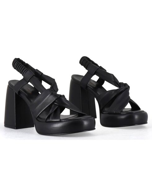 Sandales en Cuir Aura noires - Talon 10 cm