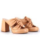 Mules en Cuir Auri camel - Talon 10 cm