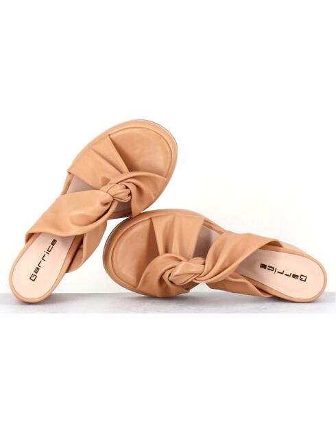 Mules en Cuir Auri camel - Talon 10 cm