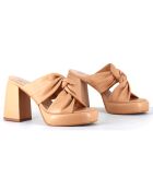Mules en Cuir Auri camel - Talon 10 cm