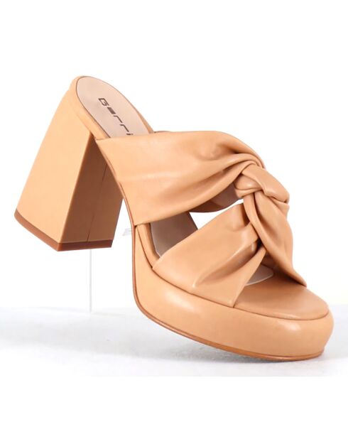 Mules en Cuir Auri camel - Talon 10 cm