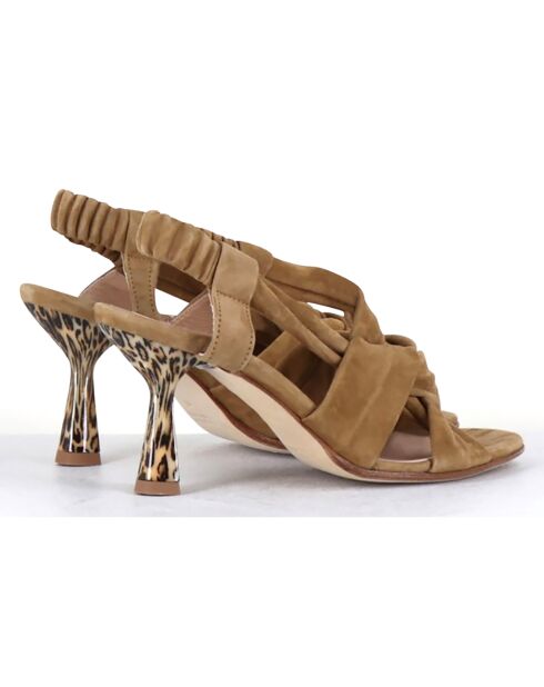 Sandalias de piel de terciopelo caqui Capa