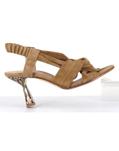 Sandalias de piel de terciopelo caqui Capa