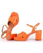 Sandales en Cuir verni Julia orange - Talon 7.5 cm