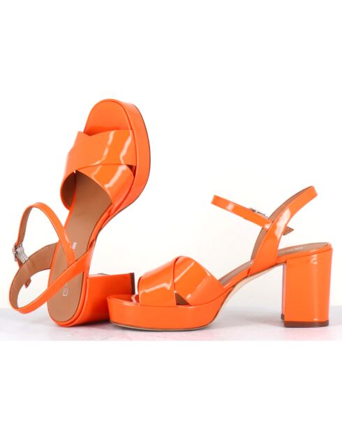 Sandales en Cuir verni Julia orange - Talon 7.5 cm