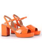 Sandales en Cuir verni Julia orange - Talon 7.5 cm