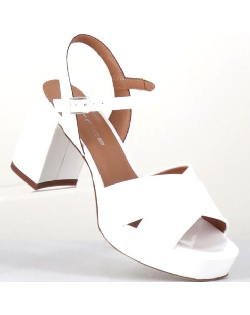 Sandales en Cuir verni Julia blanches - Talon 7.5 cm