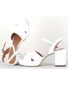 Sandales en Cuir verni Julia blanches - Talon 7.5 cm