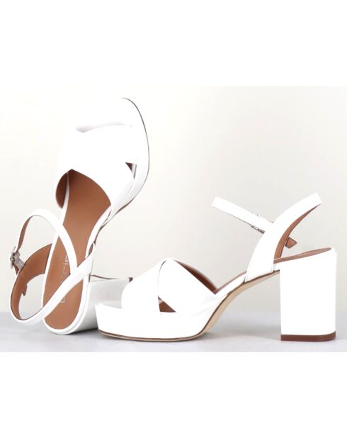 Sandales en Cuir verni Julia blanches - Talon 7.5 cm