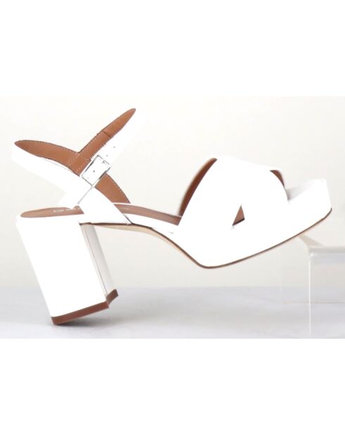 Sandales en Cuir verni Julia blanches - Talon 7.5 cm