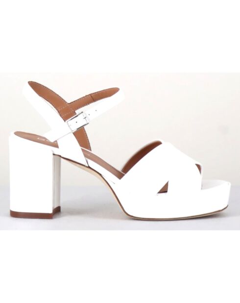 Sandales en Cuir verni Julia blanches - Talon 7.5 cm