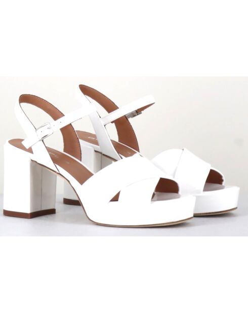 Sandales en Cuir verni Julia blanches - Talon 7.5 cm