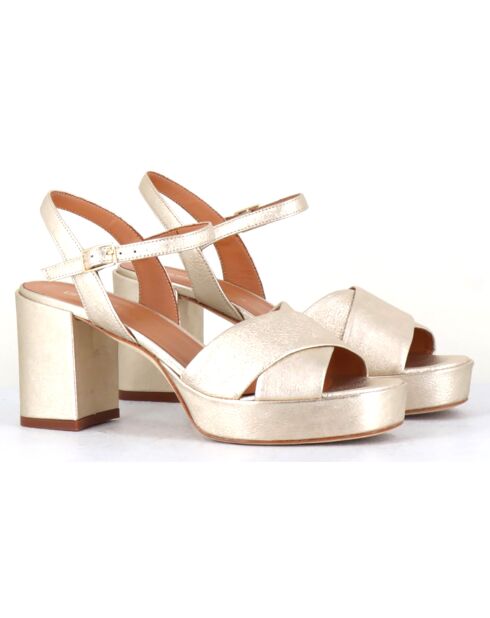 Sandales en Cuir Julia dorées - Talon 7.5 cm