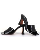 Mules en Cuir verni Narow noires - Talon 9 cm