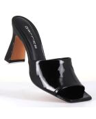 Mules en Cuir verni Narow noires - Talon 9 cm