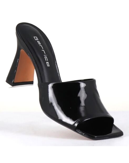Mules en Cuir verni Narow noires - Talon 9 cm